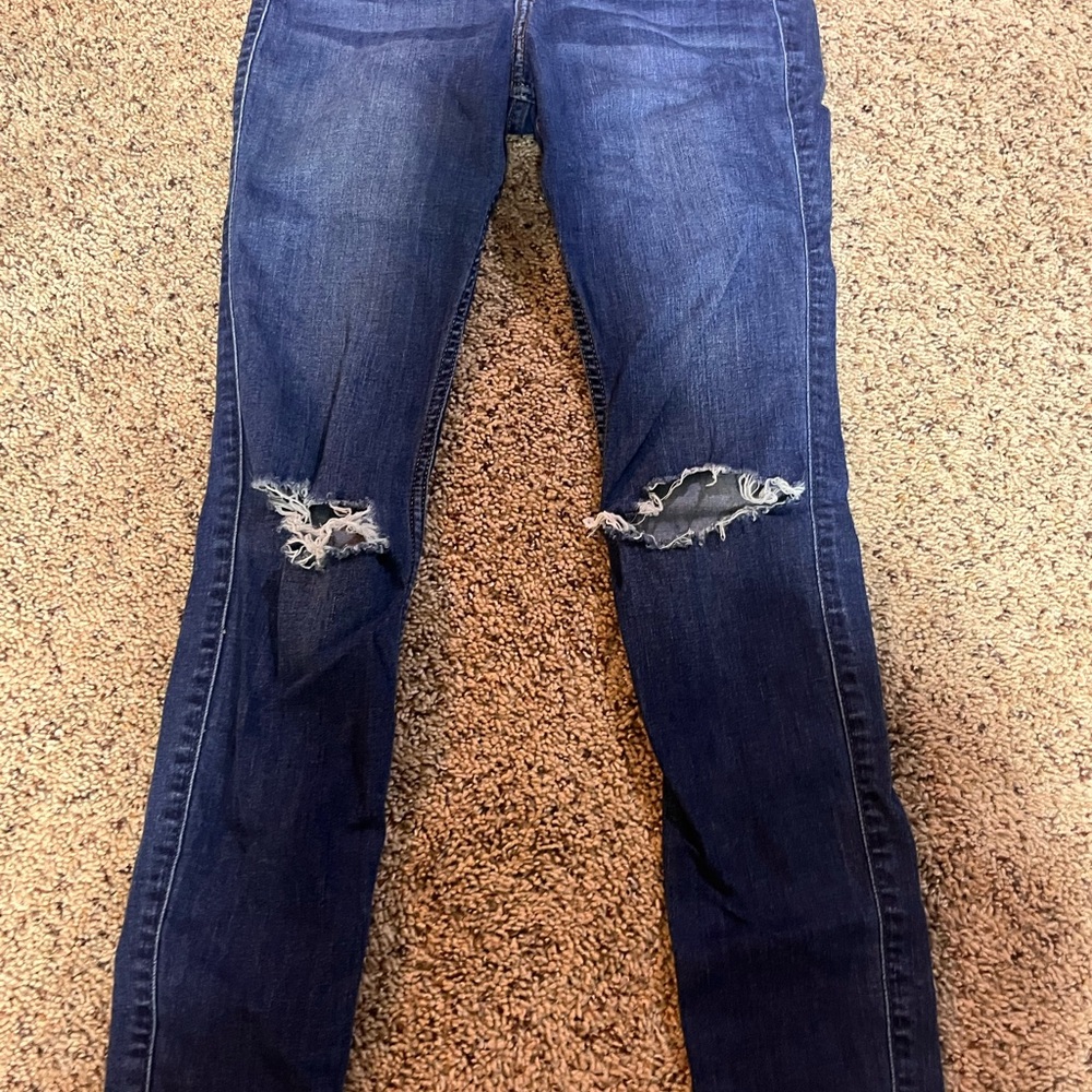 Hollister Dark Blue Ripped Skinny Jeans